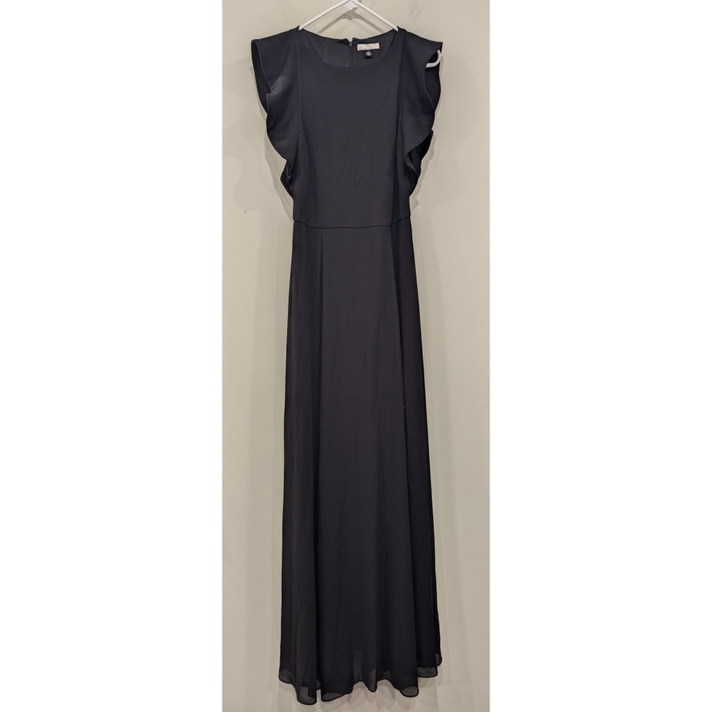 H by Halston Black Flutter Sleeve Maxi Dress Size 4
